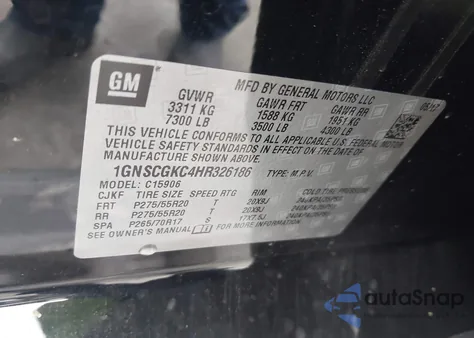 2017 Chevrolet Suburban Ls z USA, uszkodzony, nr VIN 1GNSCGKC4HR326186